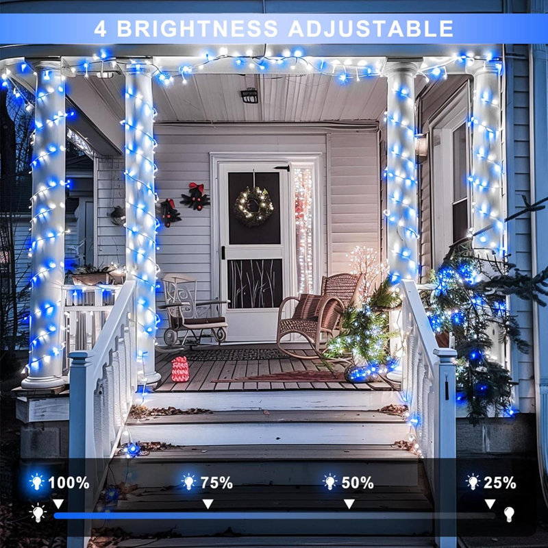 The Holiday Aisle Blue And White Christmas Lights Outdoor With Remote 600 LED String Lights Indoor Clear Wire 168Ft Christmas Fairy Lights Plug In For Bedroom Tree Birthday Party Christmas Decorations...